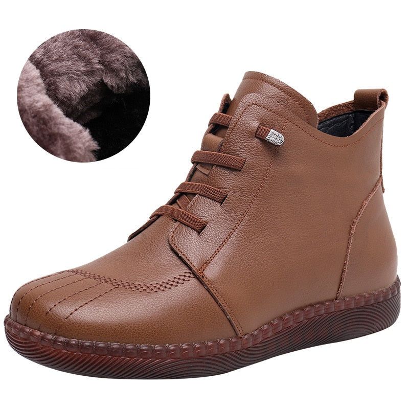 Leather Ankle Boots Handmade Soft Sneakers Women's Casual Shoes GCSZXC59
