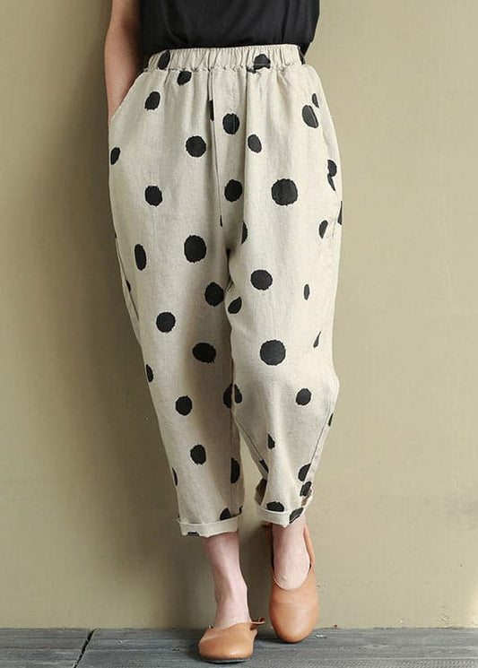 Linen Colour Pockets Elastic Waist Harem Pants Summer - Crop Pants - DYAVOR® 