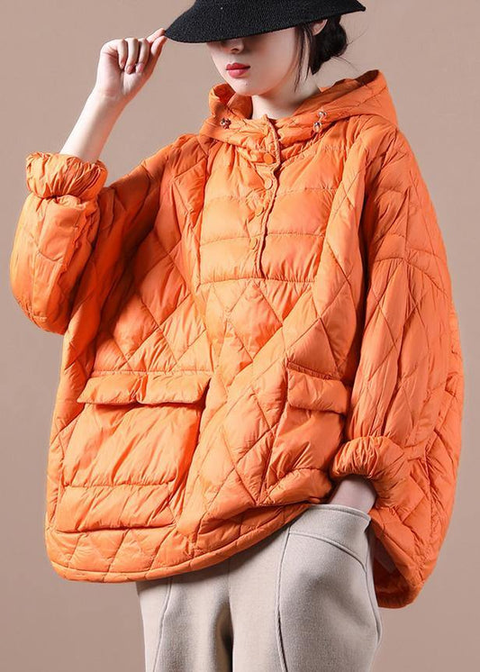  Literary Orange Plus Size Hooded Pullover Short Puffers Jackets(Free Shipping + Limited Stock) - Down Jackets - DYAVOR® 