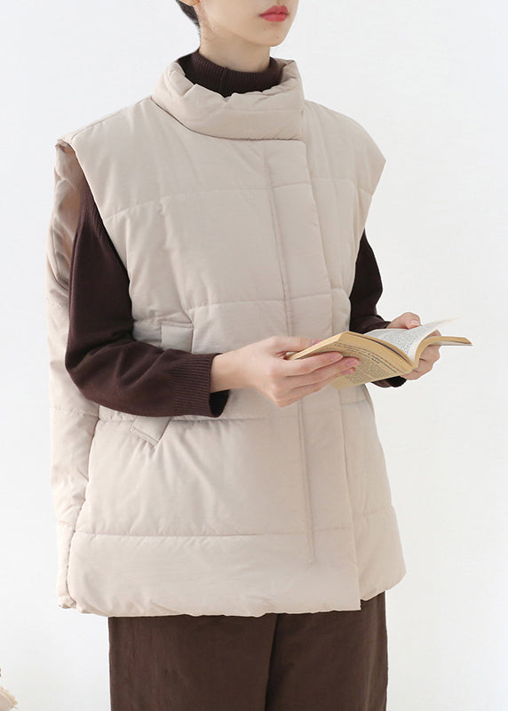  Loose Apricot Stand Collar Zippered Warm Thick Parka Waistcoat Winter - Down Jackets - DYAVOR® 