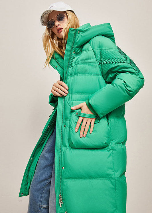  Loose Green Hooded Wrinkled Solid Duck Down Down Coat Winter - Down Jackets - DYAVOR® 