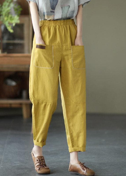  Loose Yellow Loose Casual Summer Pockets Pants - Pants - DYAVOR® 