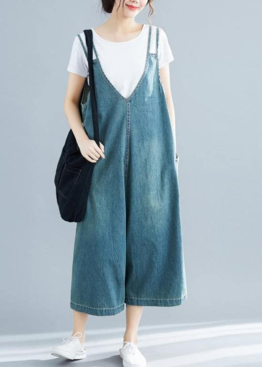  Loose denim blue cotton Tunics Korea loose jumpsuit pants -  - DYAVOR® 