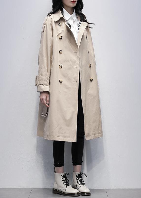  Loose khaki Plus Size trench coat Work Notched tie waist women coats -  - DYAVOR® 
