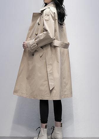  Loose khaki Plus Size trench coat Work Notched tie waist women coats -  - DYAVOR® 