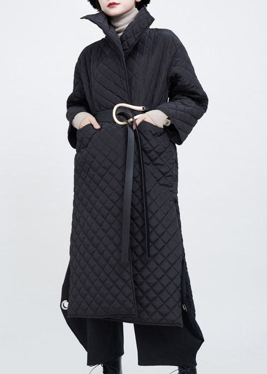  Luxury Black Pockets side open Winter Cotton Long sleeve Coats - Down Jackets - DYAVOR® 