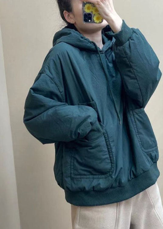  Luxury Blue Pockets drawstring Winter Cotton hooded sweatshirt - Down Jackets - DYAVOR® 