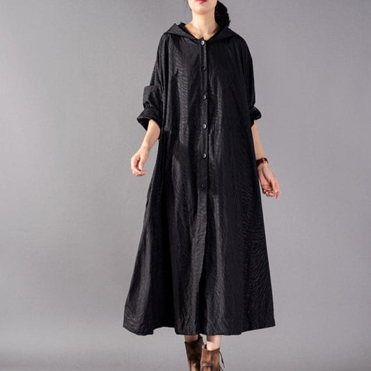  Luxury black Coats oversize hooded fashion trench coat Fine baggy Winter coat -  - DYAVOR® 