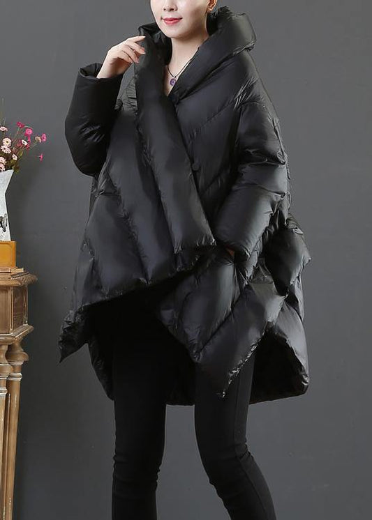  Luxury casual snow jackets coats black hooded asymmetric down jacket woman -  - DYAVOR® 