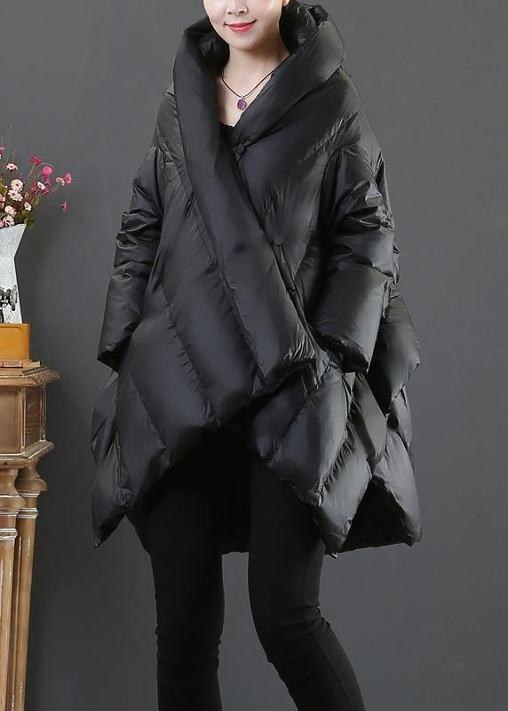  Luxury casual snow jackets coats black hooded asymmetric down jacket woman -  - DYAVOR® 