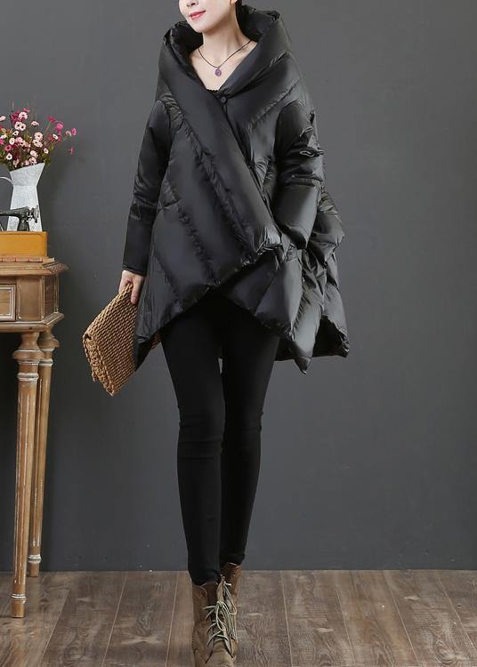  Luxury casual snow jackets coats black hooded asymmetric down jacket woman -  - DYAVOR® 