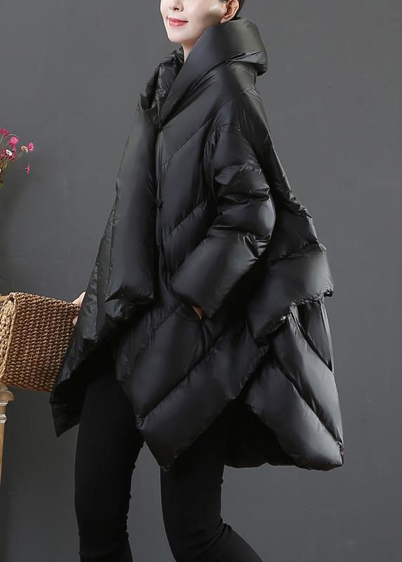  Luxury casual snow jackets coats black hooded asymmetric down jacket woman -  - DYAVOR® 