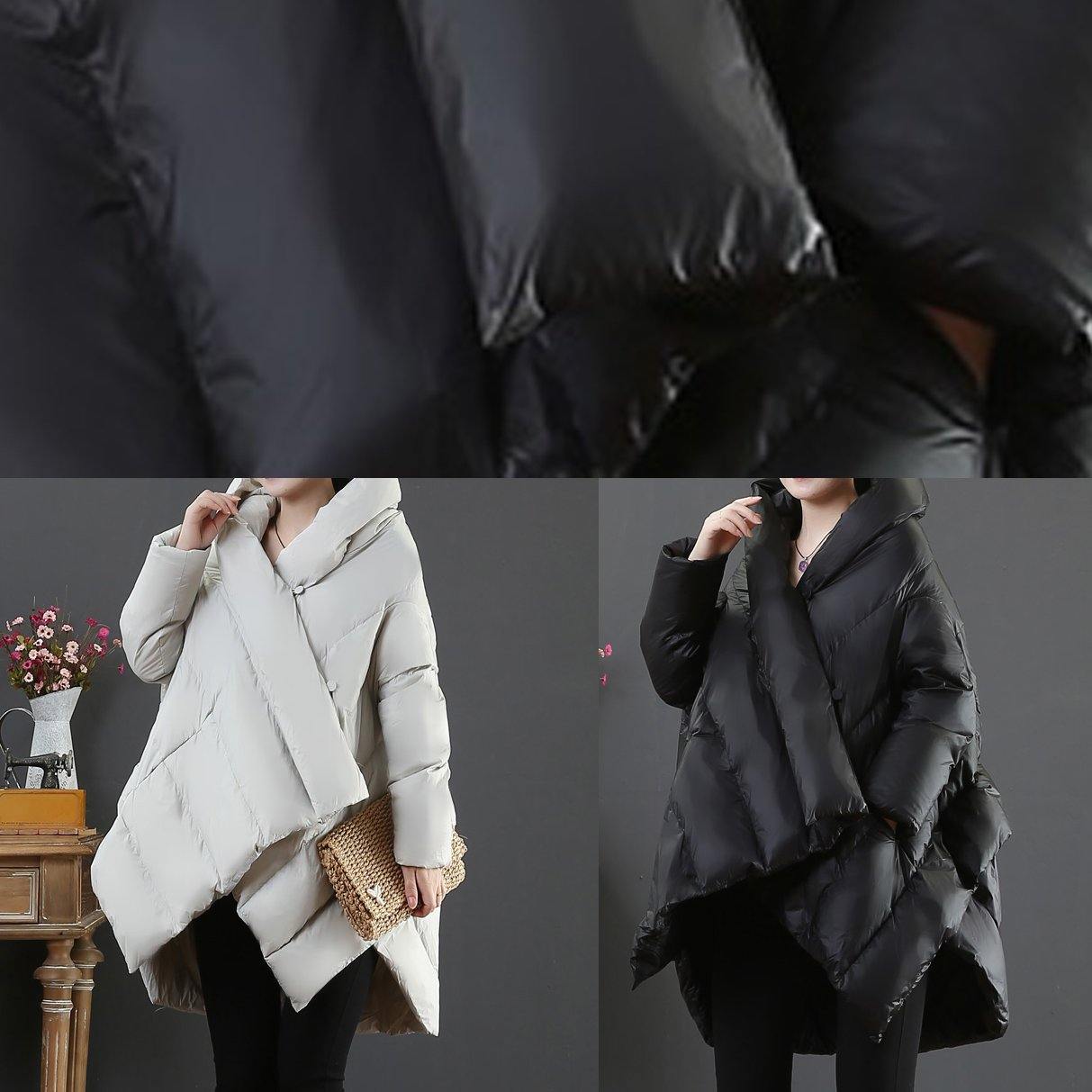  Luxury casual snow jackets coats black hooded asymmetric down jacket woman -  - DYAVOR® 