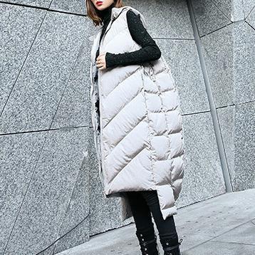  Luxury gray down jacket casual hooded zippered quilted coat women Sleeveless outwear -  - DYAVOR® 