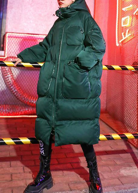  Luxury green winter parkas Loose fitting snow jackets winter hooded zippered coats -  - DYAVOR® 