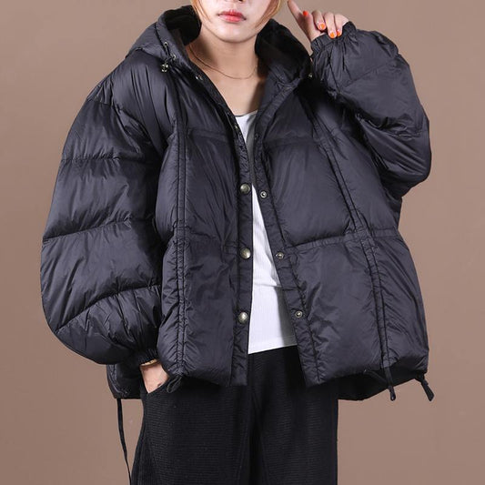  Luxury plus size clothing winter jacket black hooded Button Down goose Down coat -  - DYAVOR® 