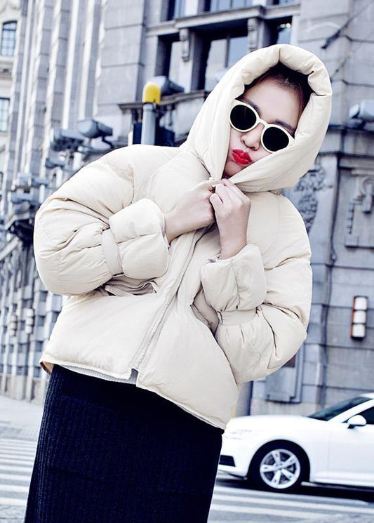  Luxury plus size womens parka overcoat beige hooded thick duck down coat -  - DYAVOR® 