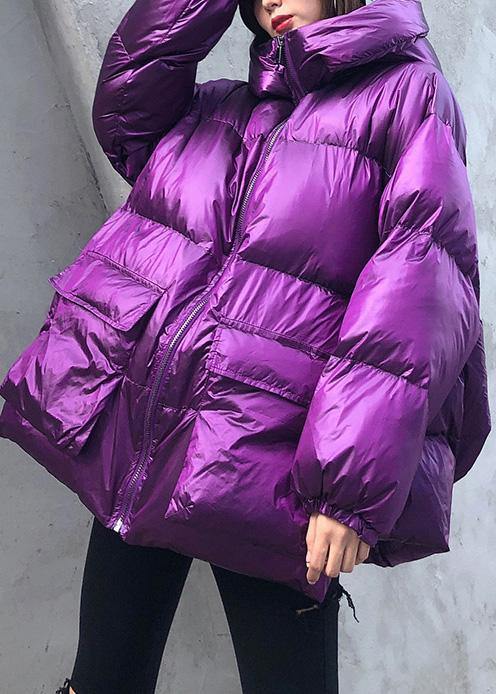  Luxury purple down jacket woman plus size clothing winter jacket hooded zippered Elegant coats -  - DYAVOR® 
