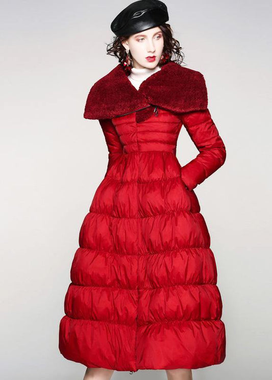  Luxury red duck down coat oversize  snow jackets big hem Elegant Jackets -  - DYAVOR® 