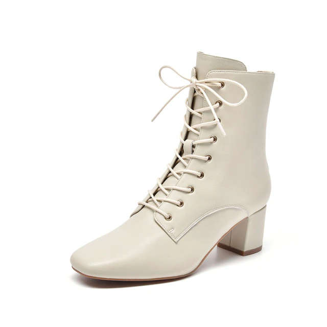  Mercy Women's Genuine Leather Lace Up High Heel Boots - Boots - DYAVOR® 