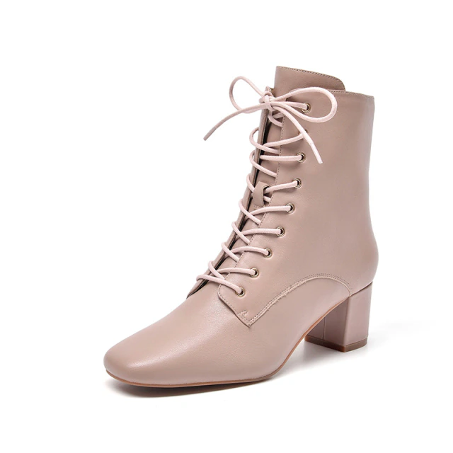  Mercy Women's Genuine Leather Lace Up High Heel Boots - Boots - DYAVOR® 