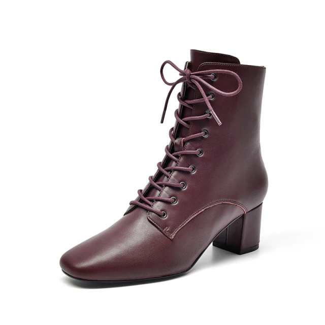  Mercy Women's Genuine Leather Lace Up High Heel Boots - Boots - DYAVOR® 