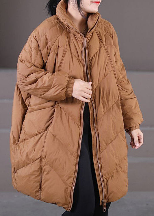  Modern Caramel Stand Collar Oversized Thick Duck Down Down Coats Winter - Down Jackets - DYAVOR® 