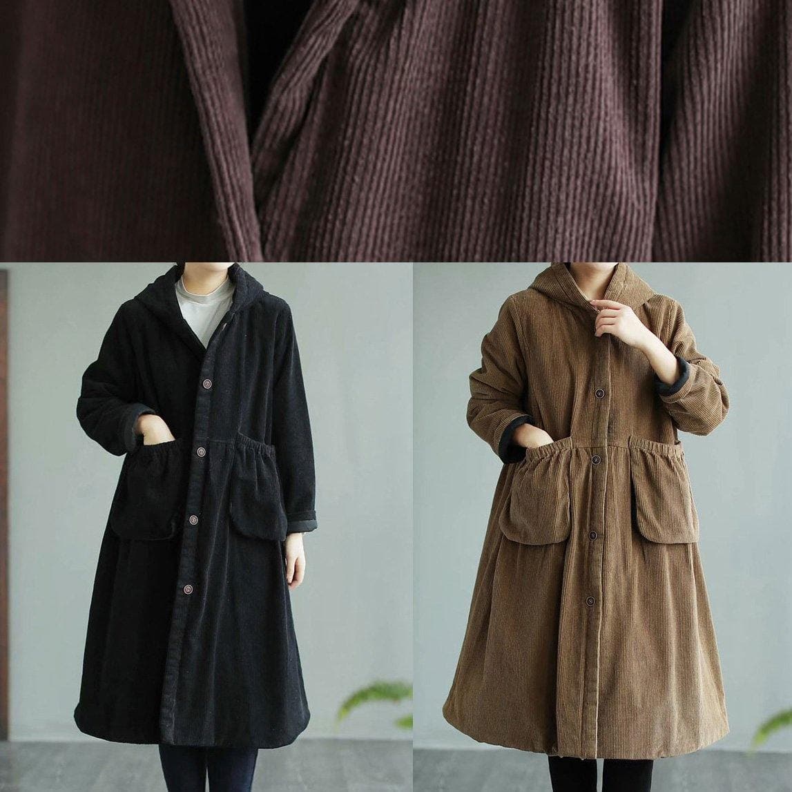 Modern Hooded Pockets Fashion Maxi Coat Khaki Daily Outwear