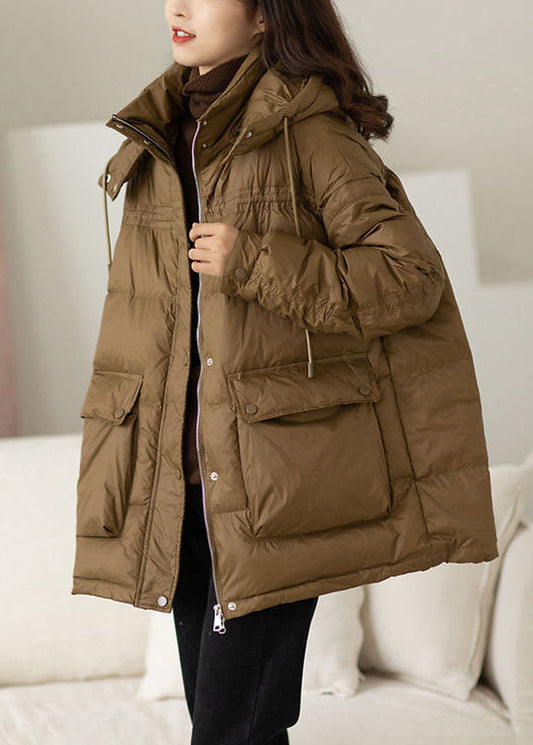 Modern Khaki Hooded Oversized Pockets Duck Down Puffer Jacket Winter - Down Jackets - DYAVOR® 