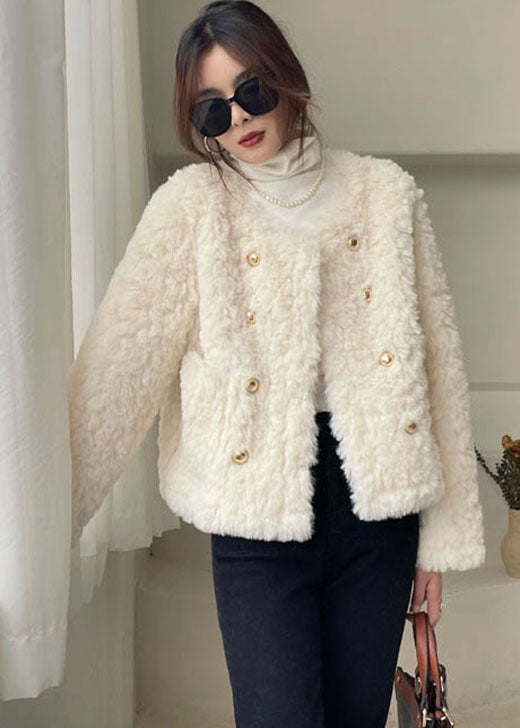  Modern White Button Faux Fur Puffers Jackets Winter thick - Down Jackets - DYAVOR® 