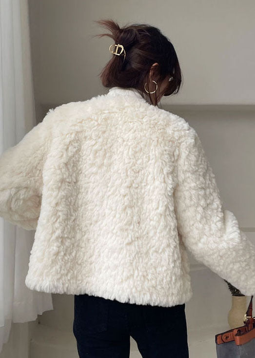  Modern White Button Faux Fur Puffers Jackets Winter thick - Down Jackets - DYAVOR® 