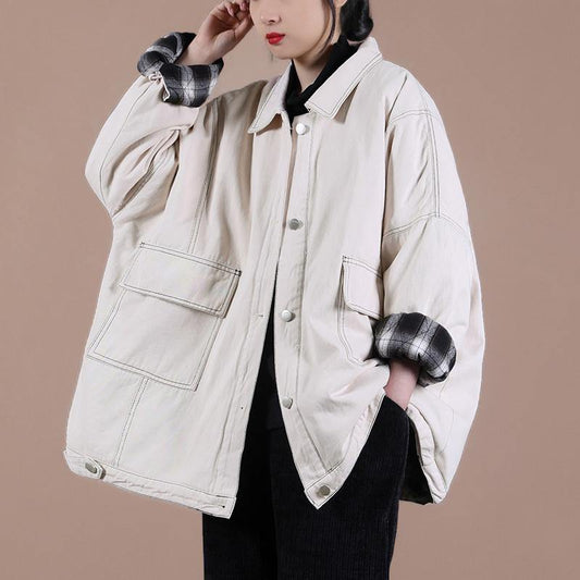 Modern nude Plus Size tunic coat Photography lapel Button Down spring outwear - Down Jackets - DYAVOR® 