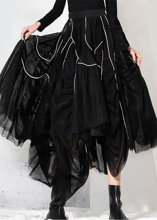  Natural Black Cinched Striped  Skirts Summer - Skirts - DYAVOR® 