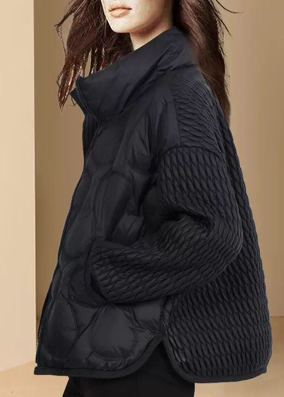  Natural Purple Stand Collar Oversized Fine Cotton Filled Witner Coat - Down Jackets - DYAVOR® 