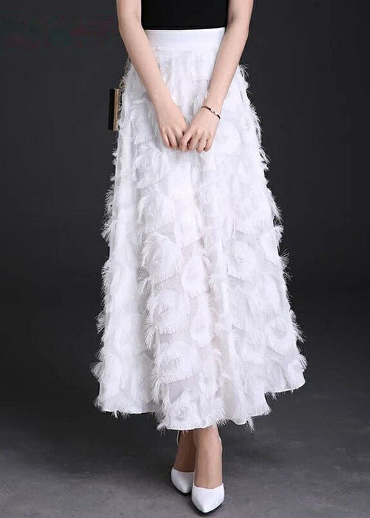  Natural White Tasseled Chiffon Skirts Spring - Skirts - DYAVOR® 