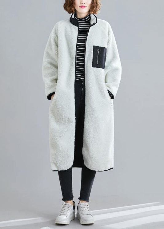  Natural zippered patchwork Plus Size tunics white box women coats -  - DYAVOR® 