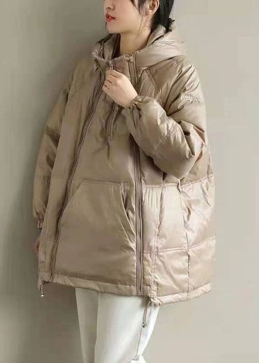  New Khaki hooded zippered Pockets Thick Winter Duck Down Coat - Down Jackets - DYAVOR® 