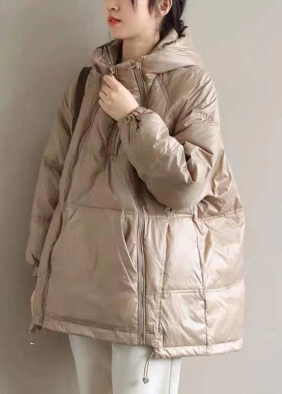  New Khaki hooded zippered Pockets Thick Winter Duck Down Coat - Down Jackets - DYAVOR® 