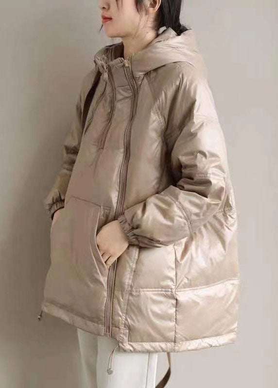  New Khaki hooded zippered Pockets Thick Winter Duck Down Coat - Down Jackets - DYAVOR® 