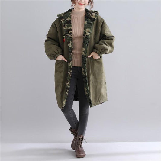  New army green parkas casual hooded jacket Fine pockets outwear -  - DYAVOR® 