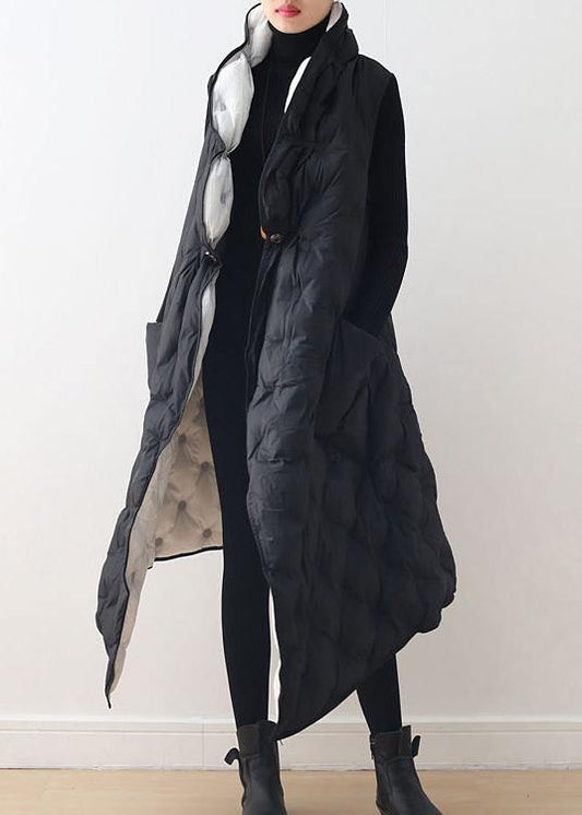  New black white Vest wear long thick loose large size cotton jacket coat on both sides -  - DYAVOR® 