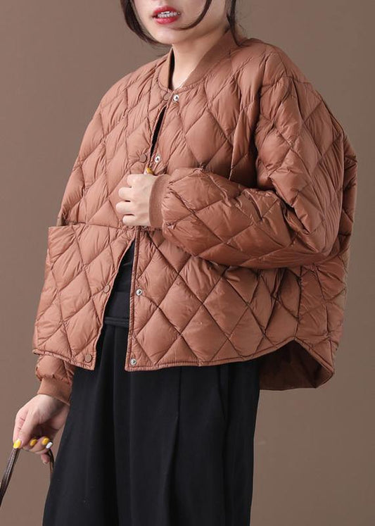  New brown warm winter coat plus size winter stand collar Geometric overcoat -  - DYAVOR® 