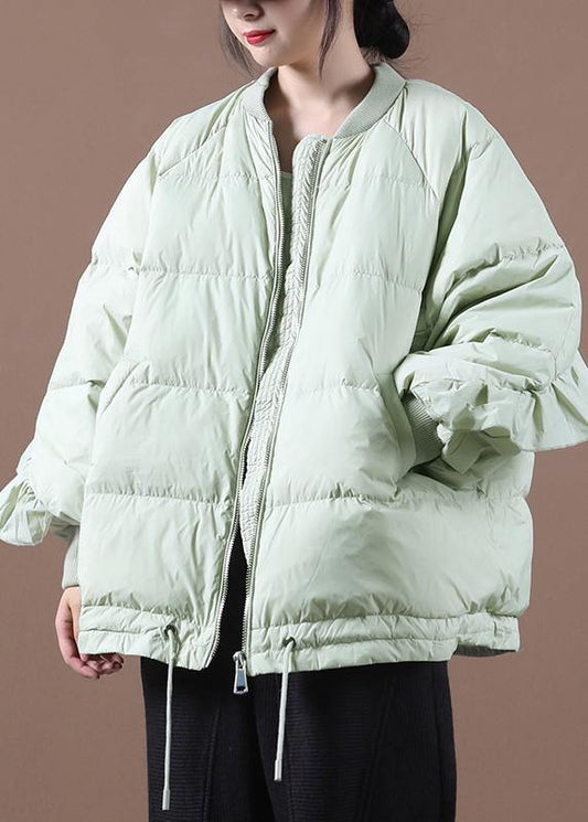  New light green duck down coat plus size clothing down jacket stand collar Ruffles Fine Jackets -  - DYAVOR® 