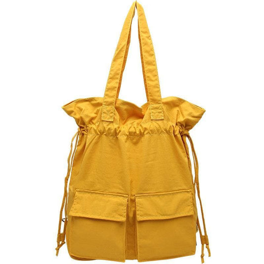  New outfit Design Double Front Pockets Simple Drawstring yellow Backpacks -  - DYAVOR® 