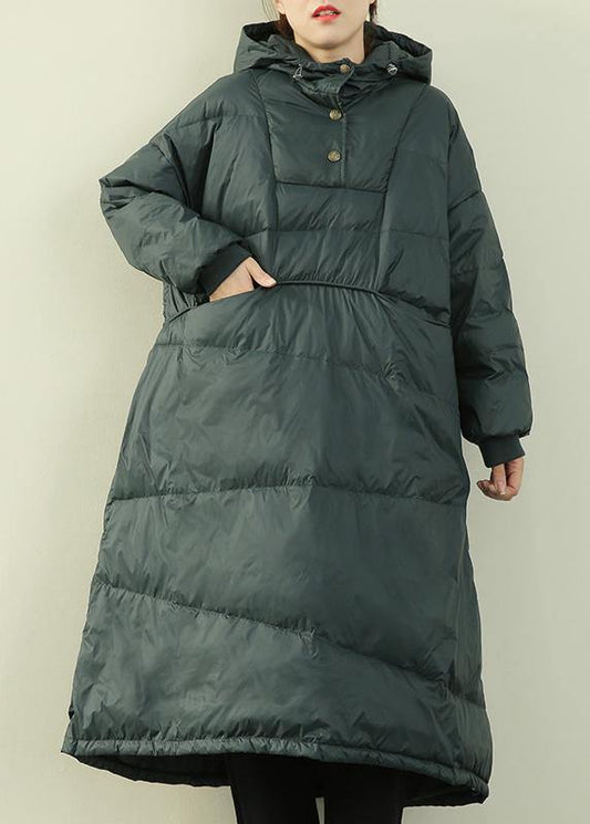  New plus size clothing Puffers Jackets green hooded Button Down goose Down coat - Down Jackets - DYAVOR® 