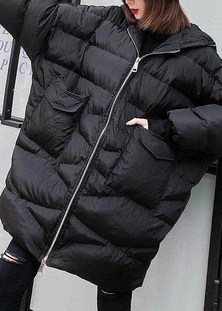  New plus size clothing snow jackets big pockets coats black hooded zippered winter outwear -  - DYAVOR® 