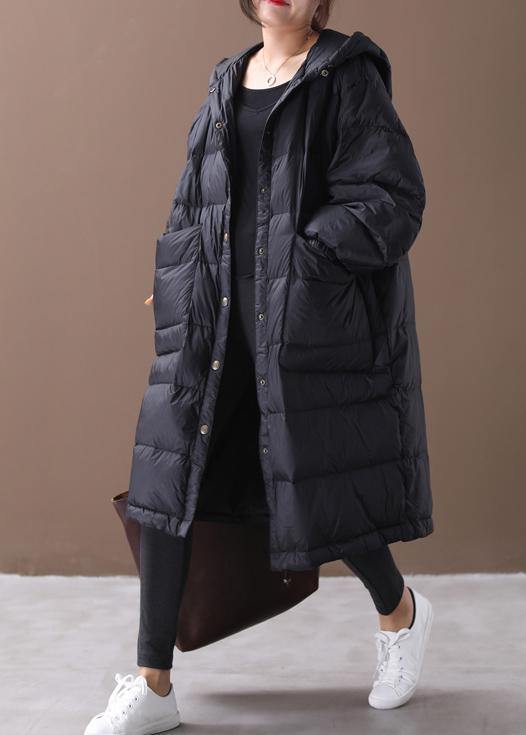  New plus size winter jacket black hooded zippered duck down coat -  - DYAVOR® 