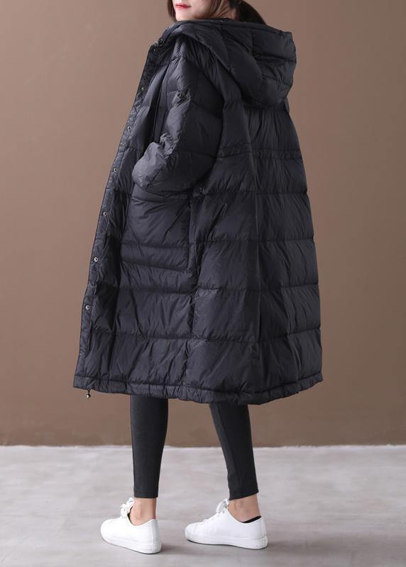  New plus size winter jacket black hooded zippered duck down coat -  - DYAVOR® 