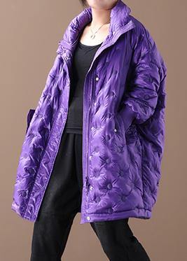  New purple duck down coat plus size down jacket winter coats stand collar zippered -  - DYAVOR® 
