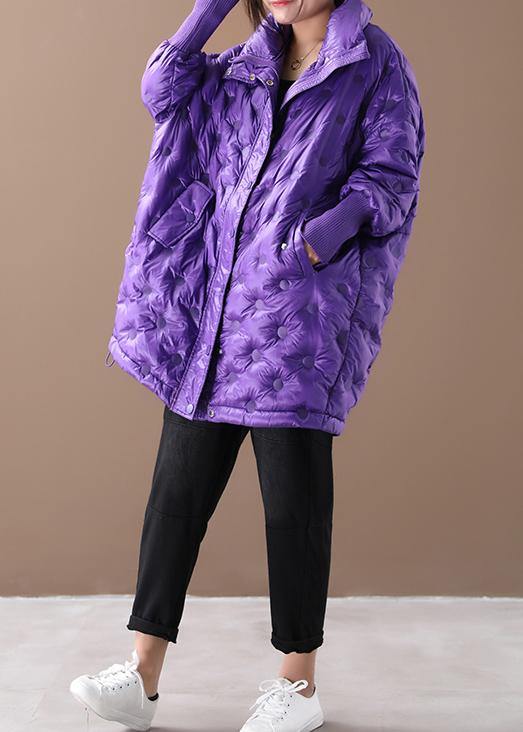  New purple duck down coat plus size down jacket winter coats stand collar zippered -  - DYAVOR® 